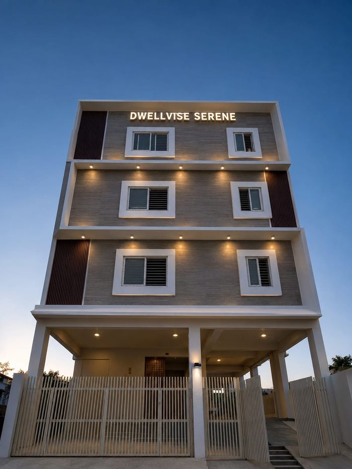 Dwellvise Serene night view of completed apartment construction in Pallikaranai Chennai